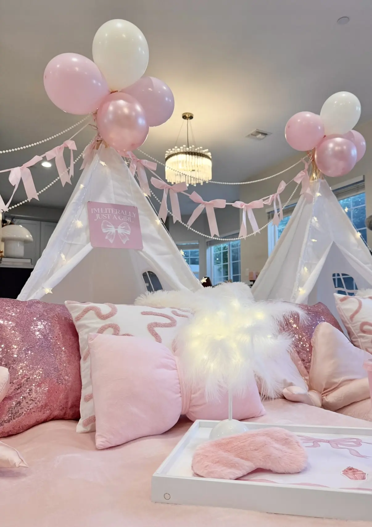 Pink princess indoor teepee slumber party