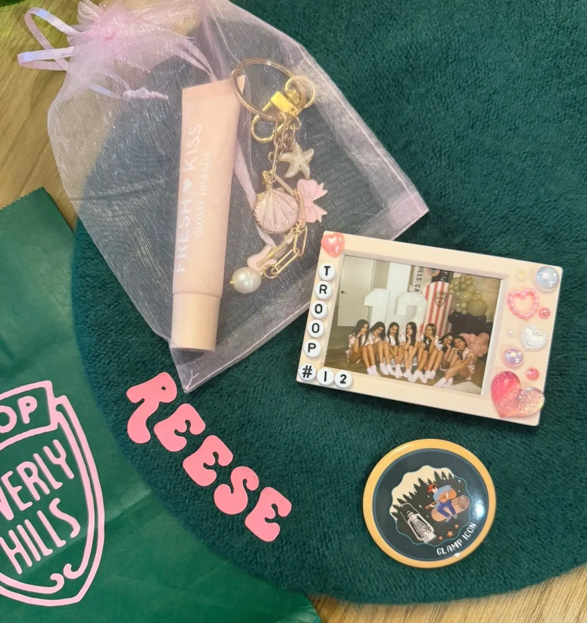 Pink themed personal keepsakes with framed photo