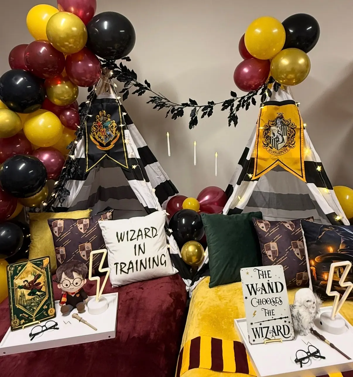 Harry Potter-themed cozy tent reading nook
